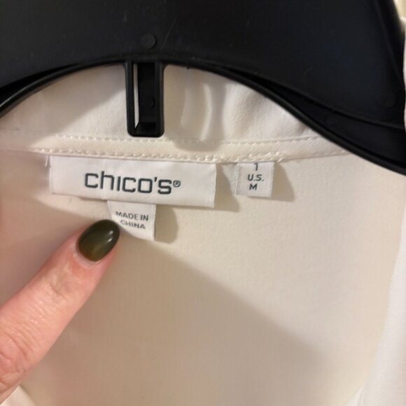 Chico's Women's White Full -Zip Bomber Jacket with Eyelet Detailing ~ Medium (1) - Picture 3 of 5